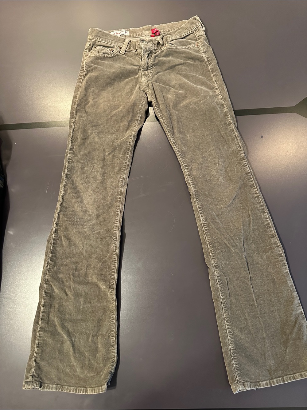Red Engine Grey Corduroy Flare Jeans